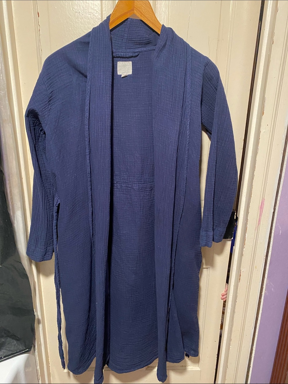 Monica + Andy Navy Blue 100% Organic Cotton Robe